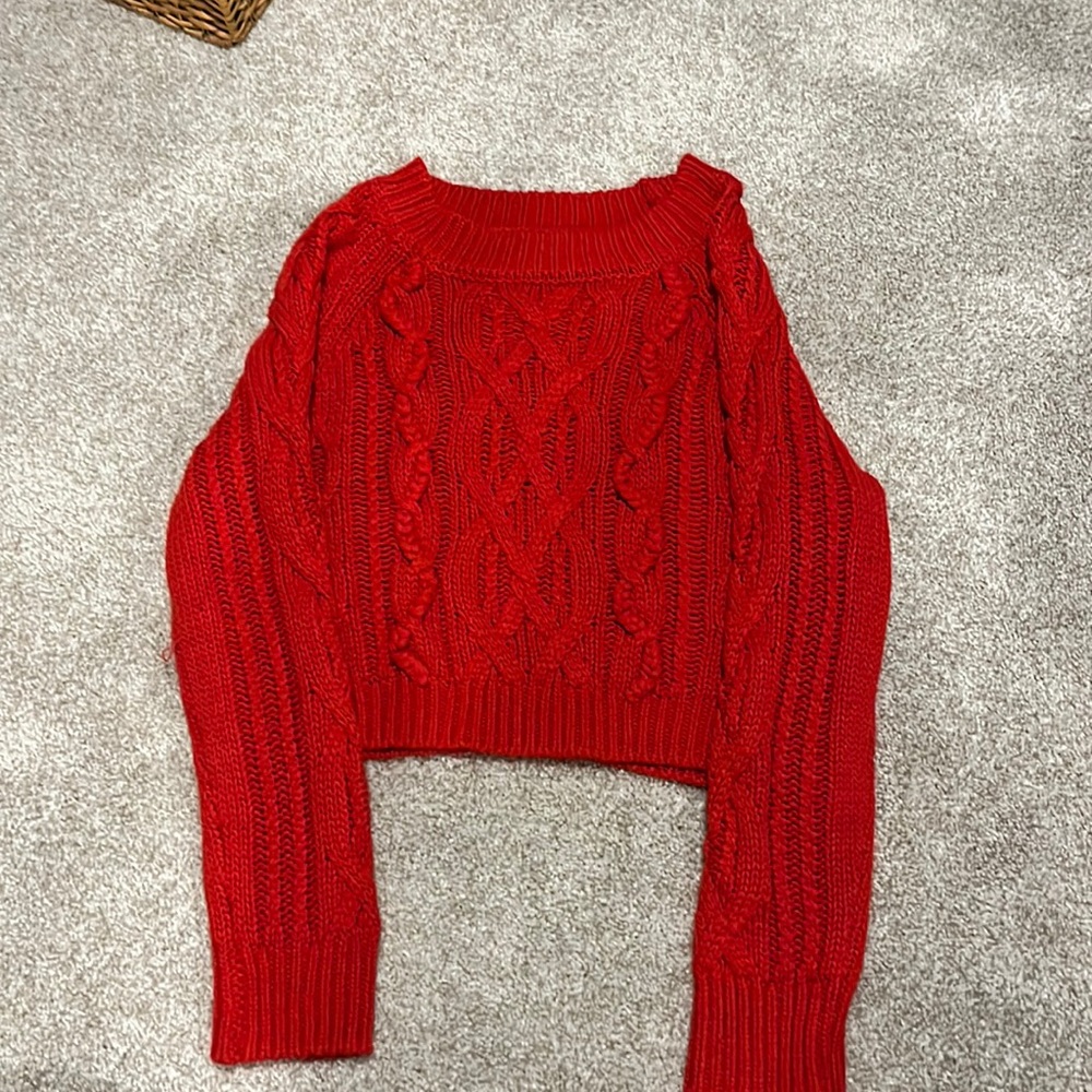 Red Knitted Sweater Cropped WM S